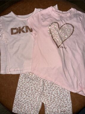 DKNY Girls 6X Pink Heart & Leopard Three-Piece Set